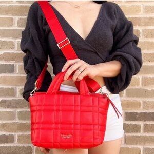 Kate Spade Softwhere Quilted Lambskin Leather Mini Tote Red & Dust Bag